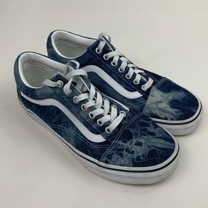 Vans Denim Blue acid wash lace up sneakers Size 9.5 (Mens 8) Blue White